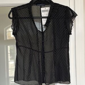 NWT Brandy Melville Black Polka Dot Sheer Blouse
